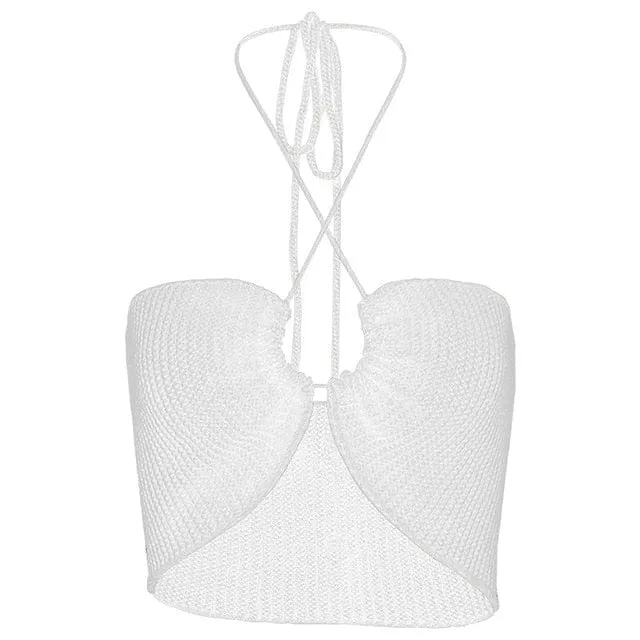 Katy Knit Halter Crop Top