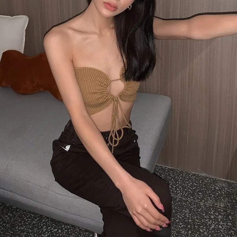 Katy Knit Halter Crop Top