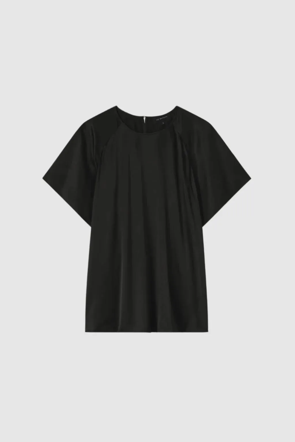 Lee Mathews Stella Silk Satin Raglan Tee in Black