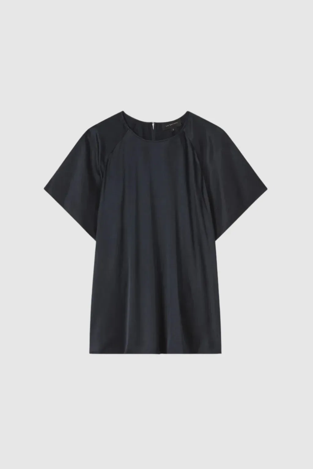 Lee Mathews Stella Silk Satin Raglan Tee in Midnight