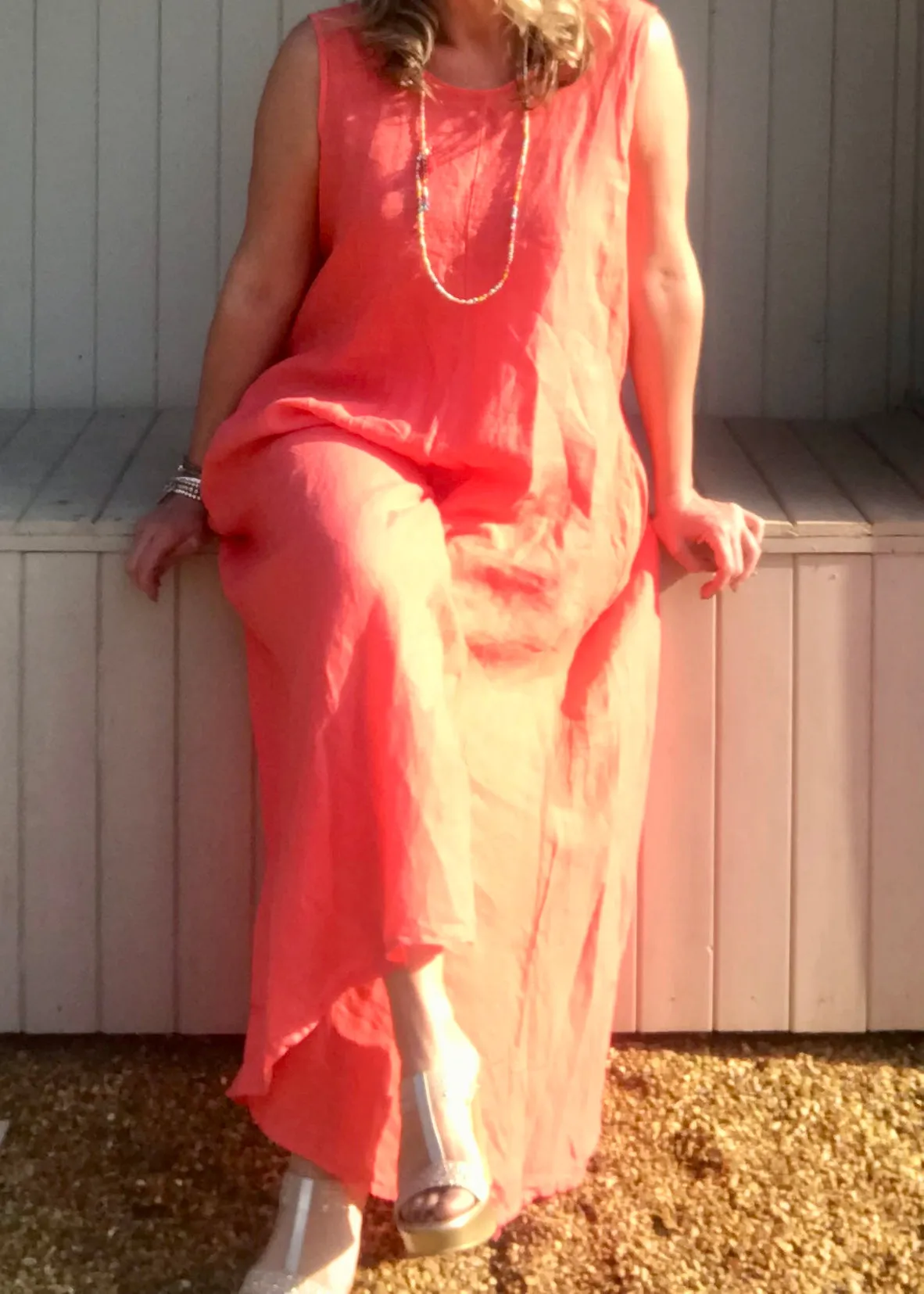 Linen Jumpsuit - in White  Made in Italy by Feathers Of Italy One Size