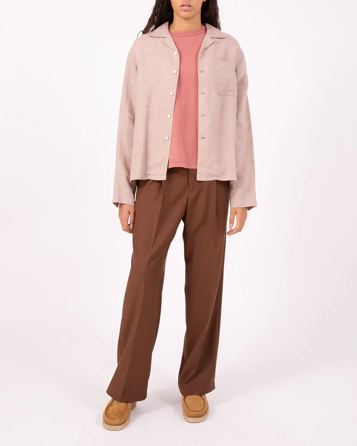 Linen LS Shirt - Villa Pink