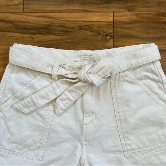 Lucky Brand Self Belt Cream Shorts