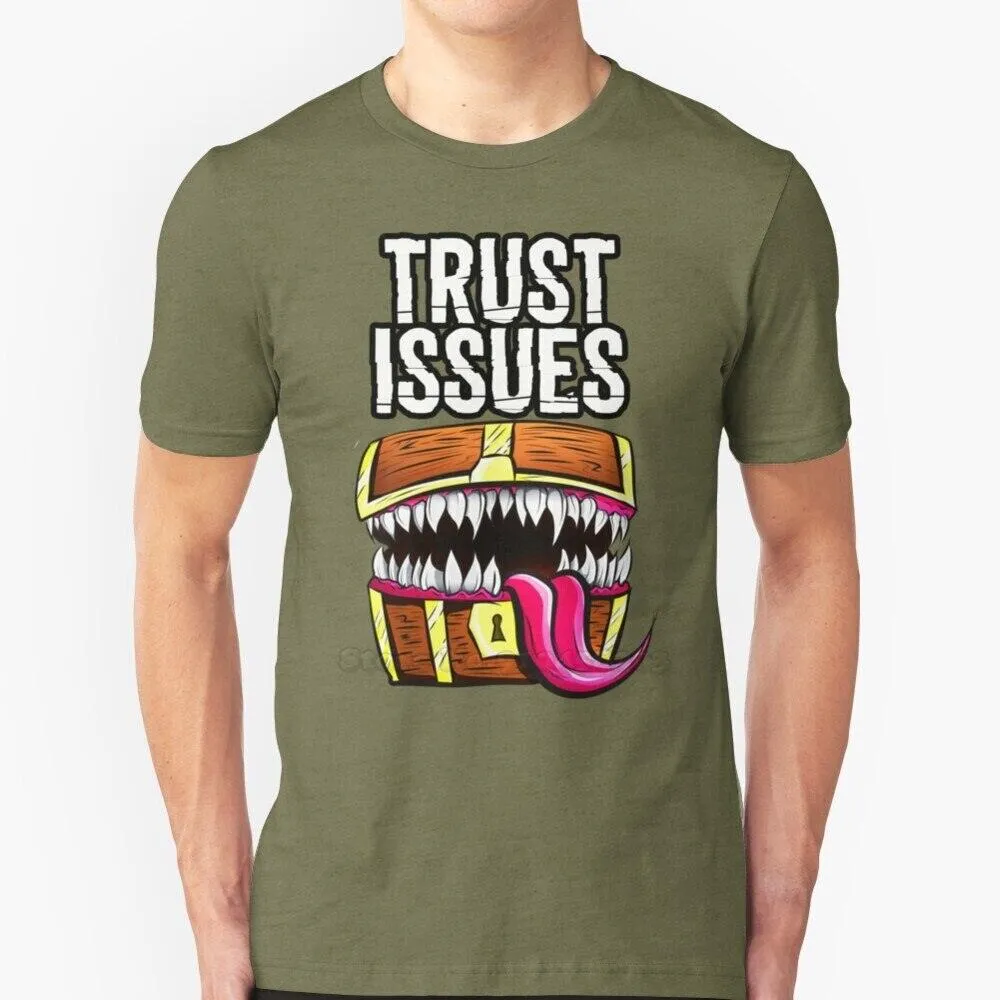 Mimic - Trust Issues Men T-Shirt Soft Comfortable Tops Tshirt Tee Shirt Clothes Pathfinder D20 Rpg Dnd Dragon Black Geek Reaper