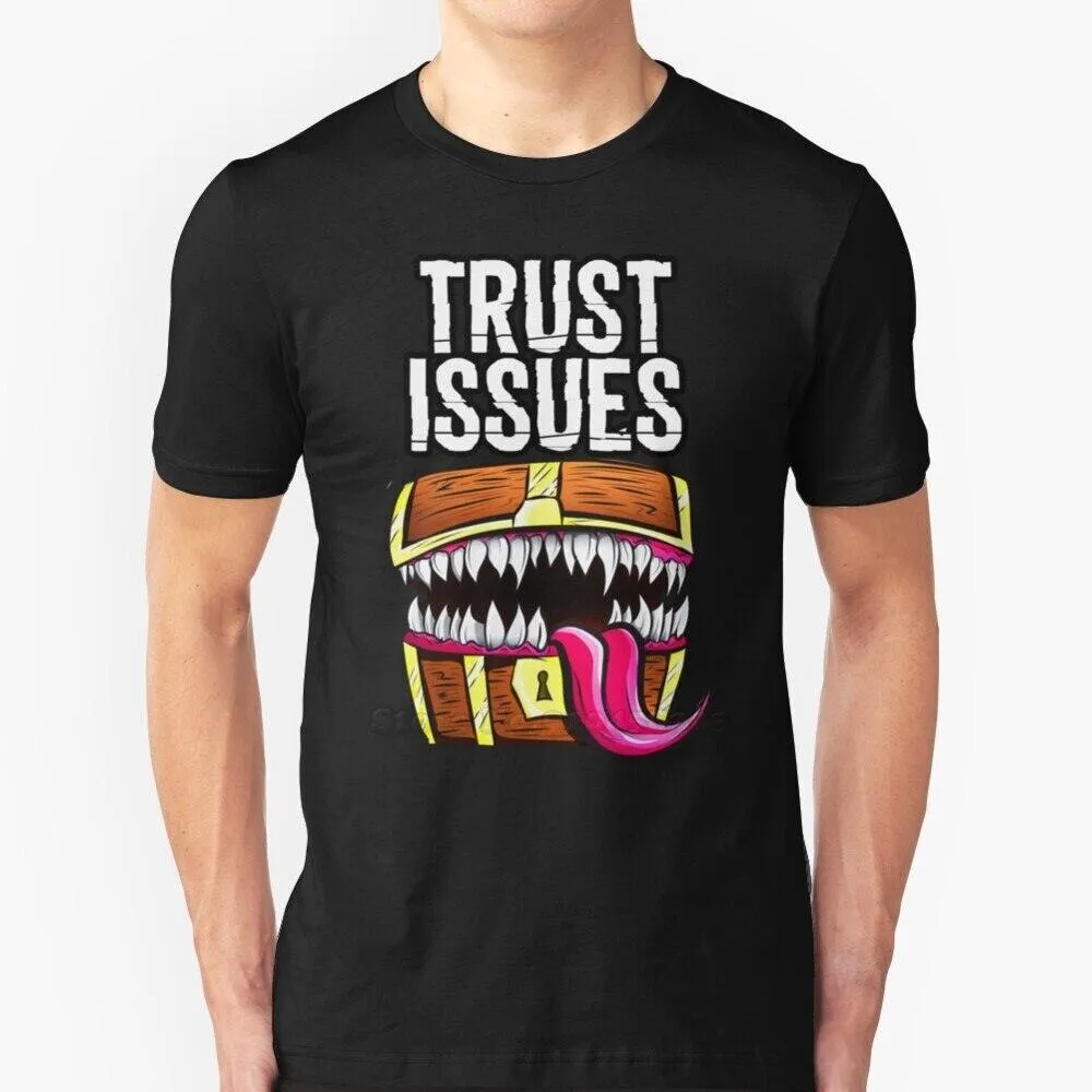 Mimic - Trust Issues Men T-Shirt Soft Comfortable Tops Tshirt Tee Shirt Clothes Pathfinder D20 Rpg Dnd Dragon Black Geek Reaper