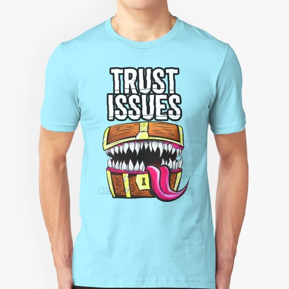 Mimic - Trust Issues Men T-Shirt Soft Comfortable Tops Tshirt Tee Shirt Clothes Pathfinder D20 Rpg Dnd Dragon Black Geek Reaper