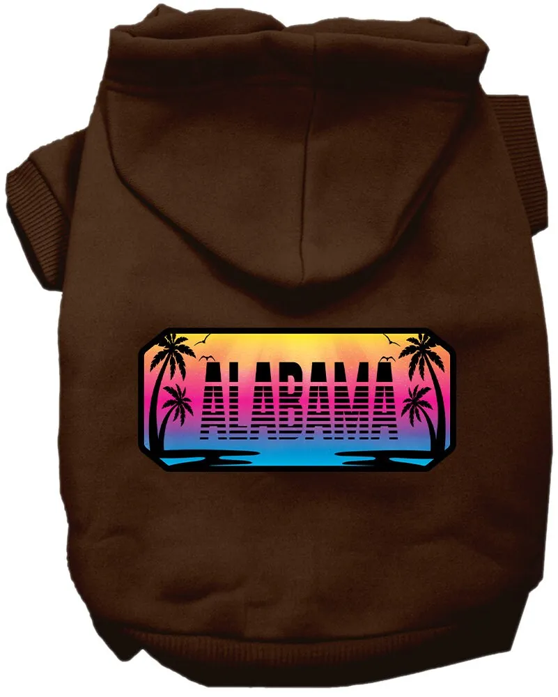 Pet Dog & Cat Screen Printed Hoodie for Medium to Large Pets (Sizes 2XL-6XL), "Alabama Beach Shades"