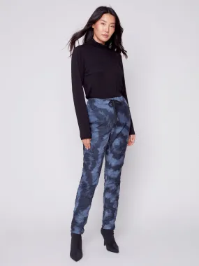 Printed Suede Crinkle Jogger Pants - Denim Swirl