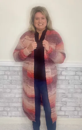 Red Toned Ombre Cardigan