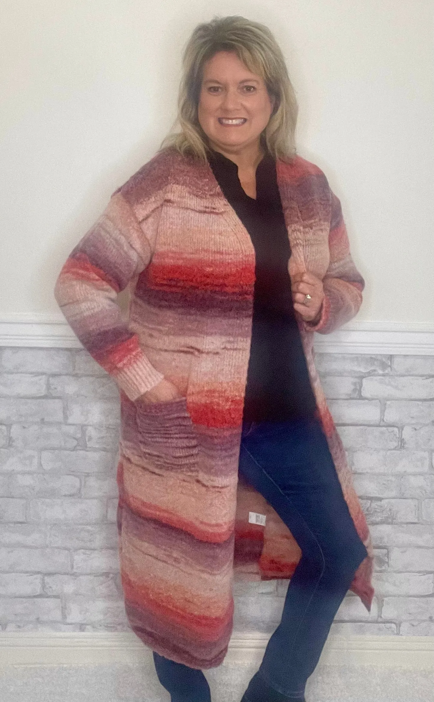 Red Toned Ombre Cardigan