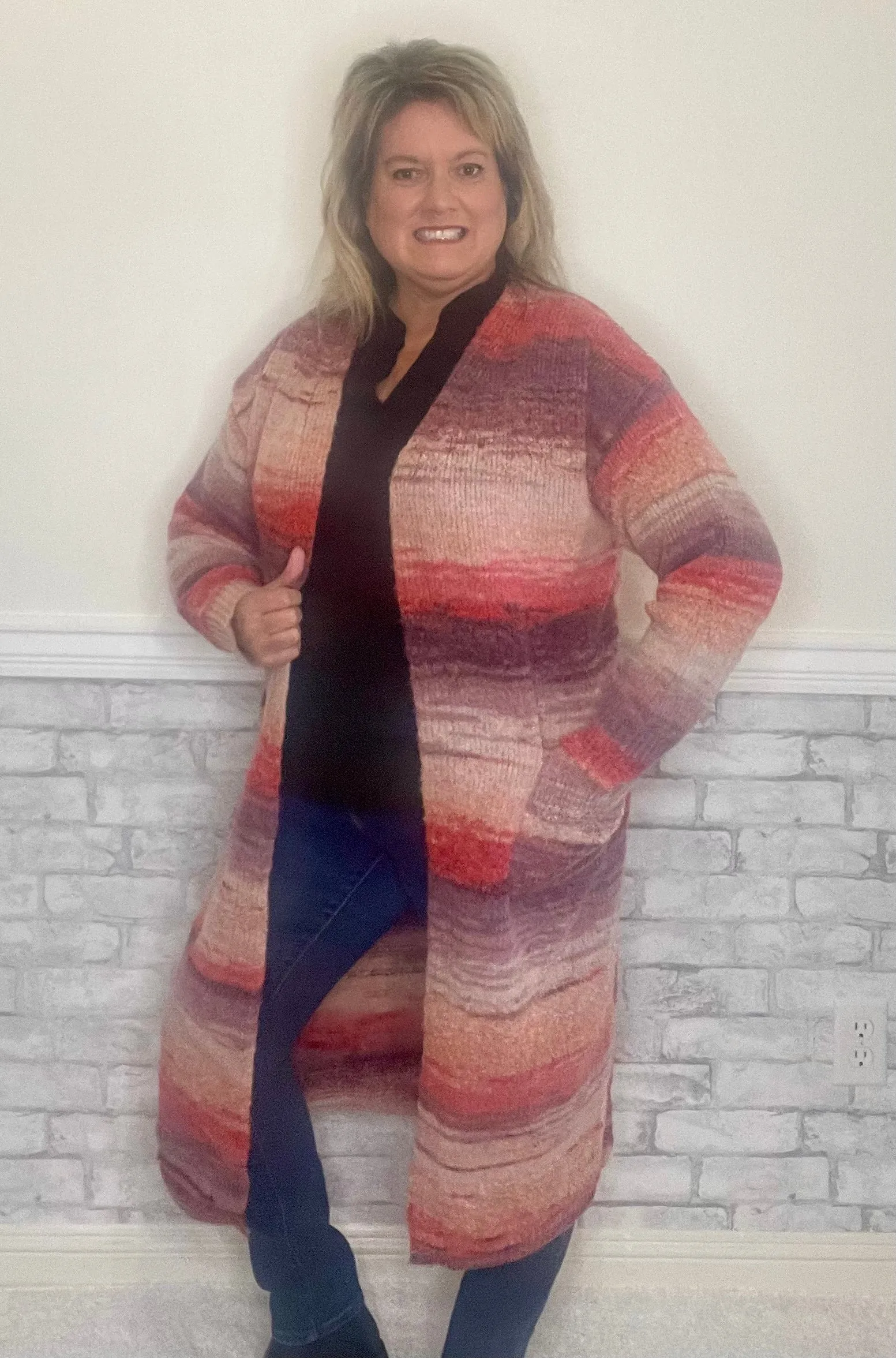 Red Toned Ombre Cardigan
