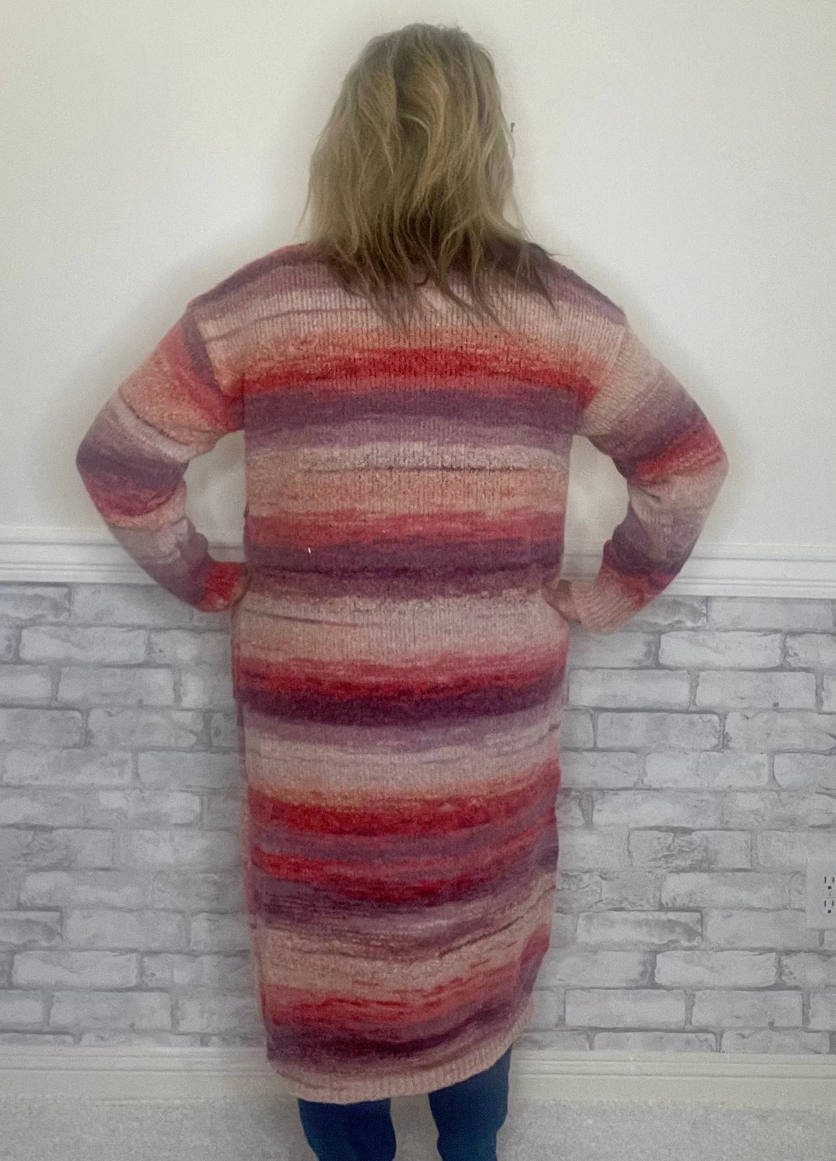 Red Toned Ombre Cardigan