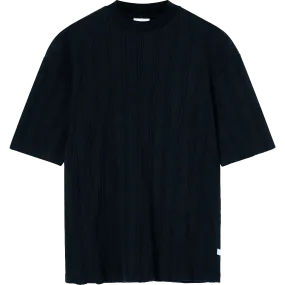 Reis Textured Knit Tee - Dark Navy