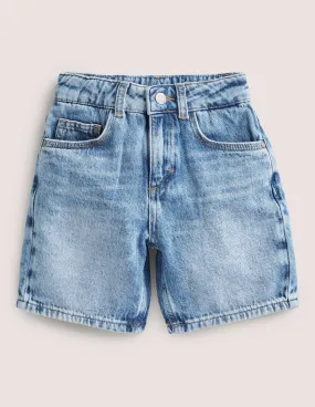 Relaxed Denim Shorts-Mid Vintage