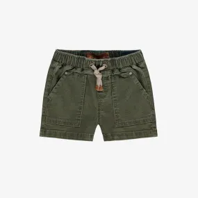 Short de denim vert à taille élastique, bébé || Green denim shorts with elastic waistband, baby