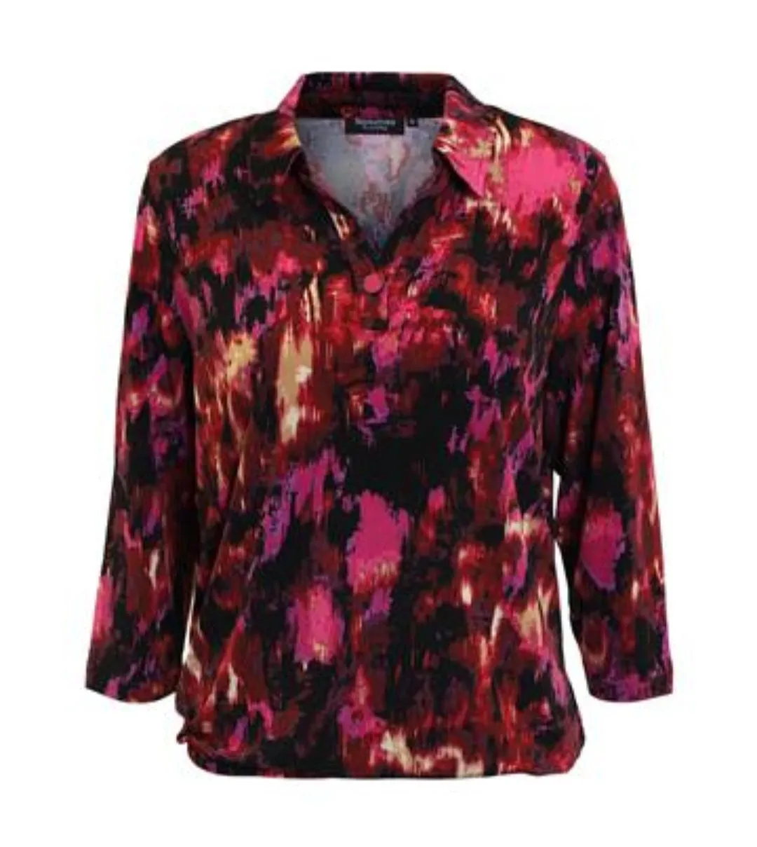 Signature abstract print collar tops