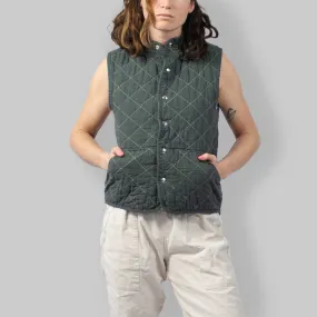 Utility Canvas Quilted Snap Vest - Charcoal