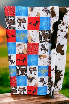 Western 50" X 60" throw blanket with fleece.