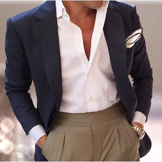 White / Bitter Chocolate Stitched Pocket Square - [2017 Spring]