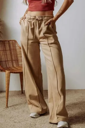 Wide leg drawstring trousers with pockets