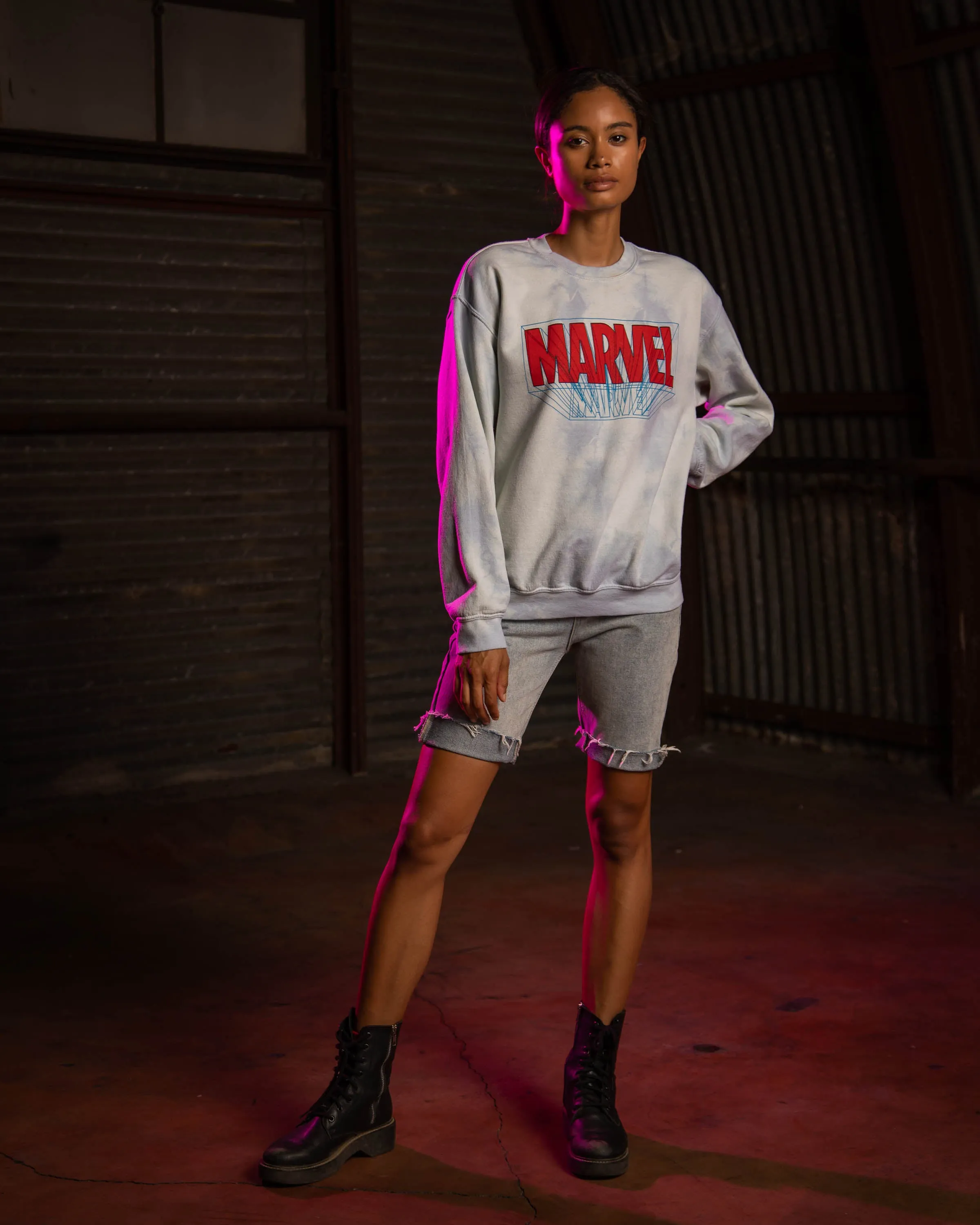 WOMENS MARVEL TIE DYE FLEECE