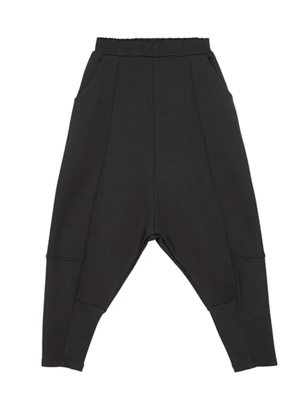 xakxx Stylish Black Velvet Split-Joint Harem Pants