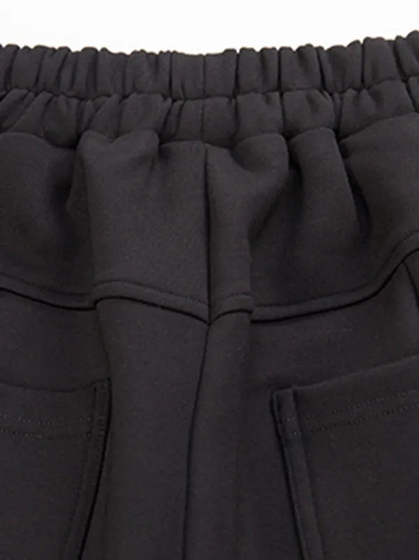 xakxx Stylish Black Velvet Split-Joint Harem Pants