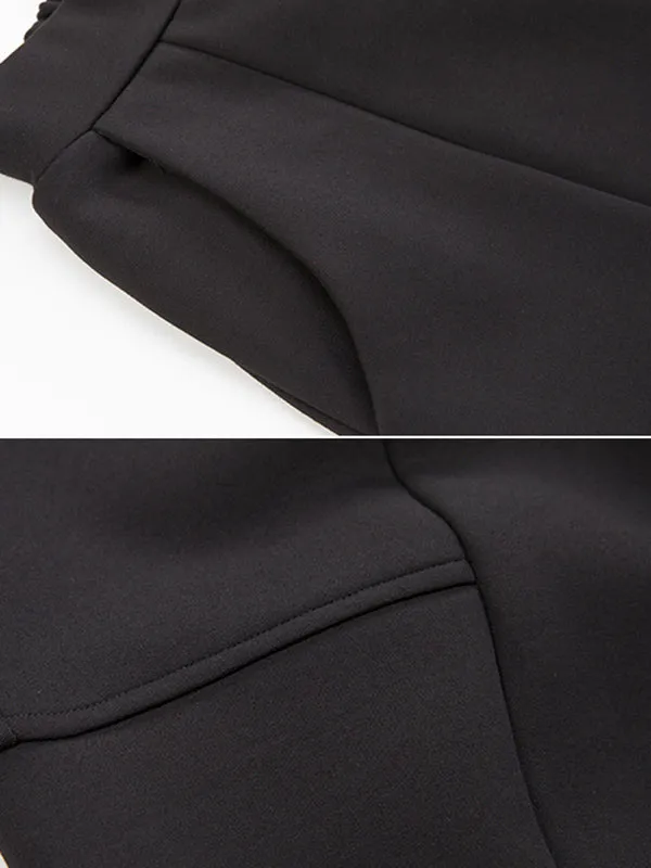 xakxx Stylish Black Velvet Split-Joint Harem Pants