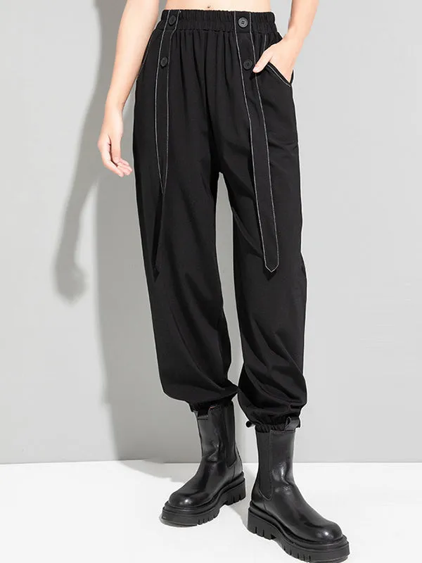 xakxx Urban High-Waisted Black Casual Pants Bottoms Harem Pants