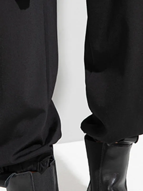 xakxx Urban High-Waisted Black Casual Pants Bottoms Harem Pants